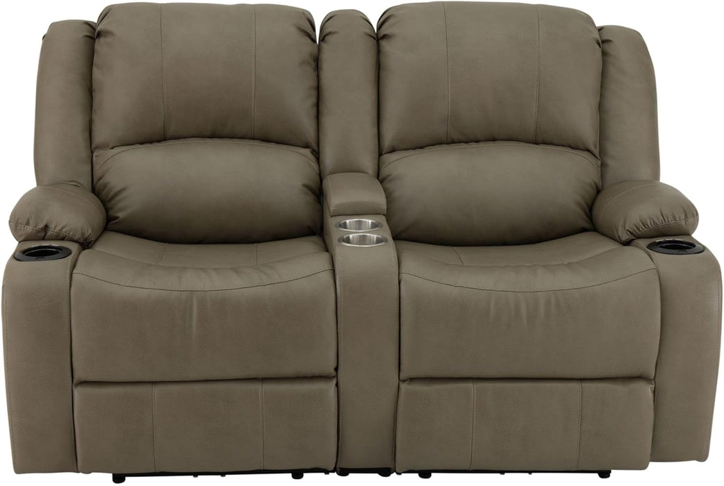 Charles 64" Powered Recliner RV Sofa with Console and Cupholders | Zero Wall Loveseat for Camper | Wall Hugger Couch with Upgraded 2023 Fabric (Putty)