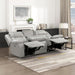 Wll Hugger Power Double Reclining Sof with Center Drop-Down Tble, Fux Lether Home Theter Seting with LED Lighting/Usb Chrging Ports/Wireless Chrger/Cup Holders, Mgzine Pocket, Gry