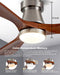 42-Inch Brushed Nickel Ceiling Fan with Lights, Remote Control, Flush Mount, Dimmable, Reversible, Wood Blades, Power-Off Memory, Modern Hugger Ceiling Fan for Indoor Outdoor