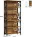 Industrial Six Tier Tall Bookshelf BrownAndBlackFinish