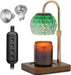 Candle Warmer Lamp Timer - Christmas Gifts for Women Mom, House Warming Gifts New Home Decor Modern Farmhouse Decor, Glass Candle Warmer Wax Melt with 2 Bulbs Green