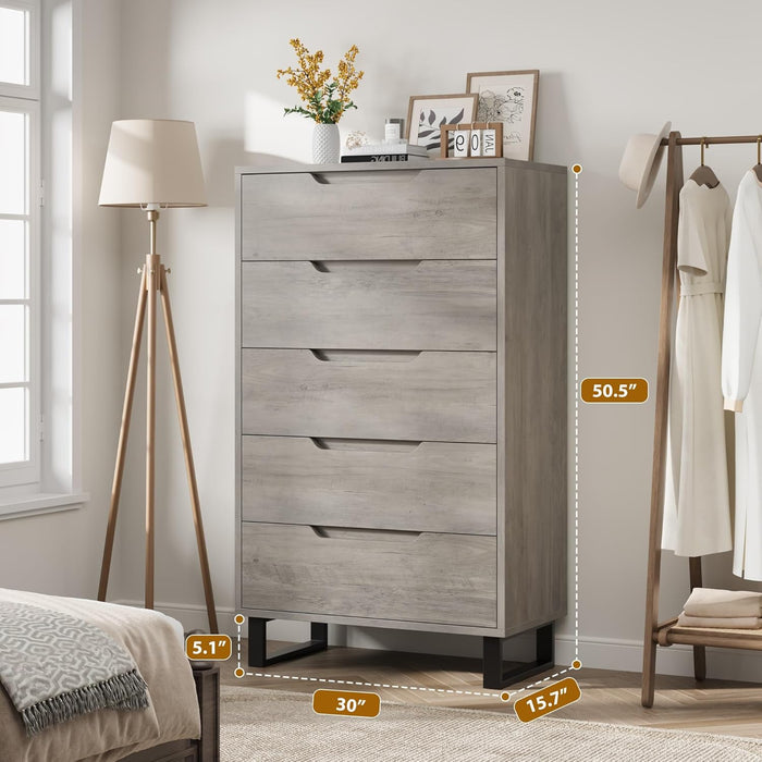 5 Dresser for Bedroom, 50.5" Vertical Dresser Drawer with Storage