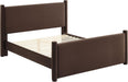 Rael Queen Platform Bed Frame with Upholstered Headboard and Footboard in Chocolate Brown – Stain-Resistant Performance Velvet Queen Size Bed with Rounded Posts