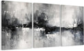 Triptych Abstract Black White Gray Wrapped Canvas Wall Art 16X24 in | Gallery Wrapped Canvas, UV Fade-Resistant Ink, Modern Minimalist, Ready to Hang, Living Room Office Decor, Housewarming Gift
