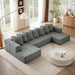 U-Shaped Modular Sectional Sofa 6-Seater, Grey Chenille