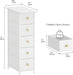 Spacesaving Ultraslim Dresser Cabinet White Five Drawers