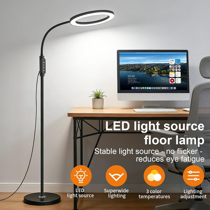 24W Dimmable LED FloorLamp With Flexible Gooseneck