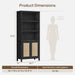 71" Tall Bookcase 5 Tier Rattan Bookshelf with Doors for Library | Farmhouse Storage Book Shelf with Adjustable Shelves Large Book Case Bookshelves for Living Room Home Office Bedroom Kitchen