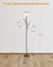 Floor Lamp, Standing Lamp with Replaceable 3000K Energy-Saving, Lamp for Living Room with Adjustable Reading Lights, Modern Bright Floor Lamp for Bedroom, Living Room, Office