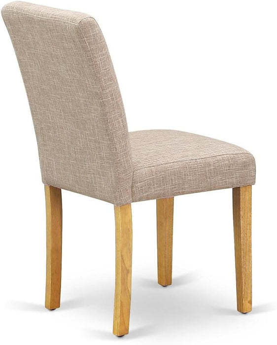 Abbott Parson Dining Chairs - Light Tan Linen Fabric Padded Dinette Chairs, Set of 2, Oak