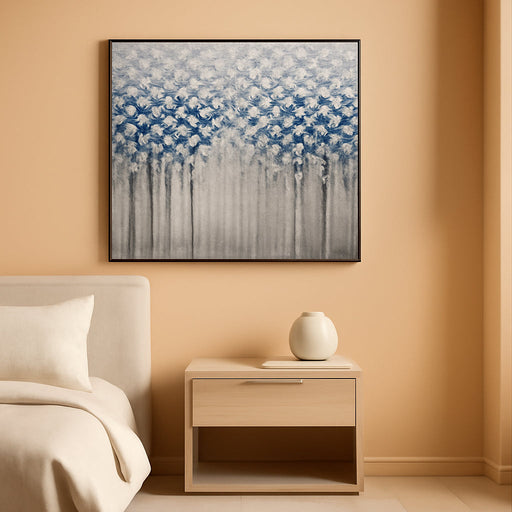 Paintings - 30X60 Inch 3D Oil Paintings on Canvas Blue Forest Heavy Texture Acrylic Painting Wall Art Wall Decoration Wood inside Framed Hanging Ready to Hang