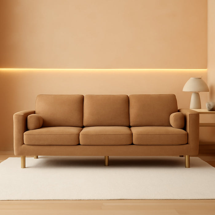 Ginger LinenFabric 83.5 Inches DeepSeat Upholstered Sofa