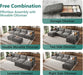Darkest Gray Chenille UShaped Sectional Sofa Ottoman