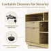 4 Drawer Fluted File Cabinet with Lock for Home Office