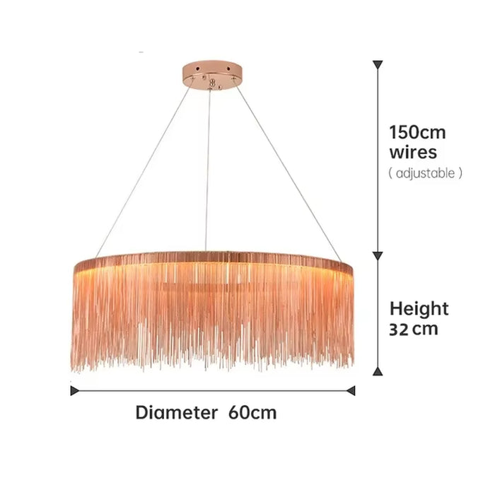 Ceiling Chandelier Gold Chains Remote Modern Tassel Aluminum Chain Led Pendant Light Kitchen Living Room Decoration Hanging Lamp