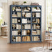 71" Triple Wide Bookshelf, 6 Tier Tall Bookshelf, Large Arched Bookcase with Curved Baffle, 63.4" Wide Book Shelf with 18 Open Display Shelves for Living Room, Study, Blue