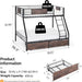 PowderCoated Stainless Steel TwinOverFull Bunk Bed Drawers