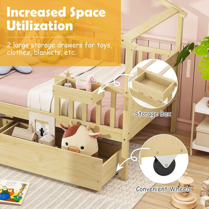 Montessori Twin House Bed With UnderbedStorage Deluxe