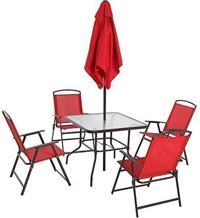 NEW Albany Lane 6-Piece Folding Dining Set, Multiple Colors (Red)