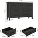 Fluted 7 Drawers Dresser for Bedroom, Modern Chest of Drawers with Metal Handle, Wood Dresser TV Stand, Wooden Closet Clothes Storage Organizer for Living Room, Hallway (Black)