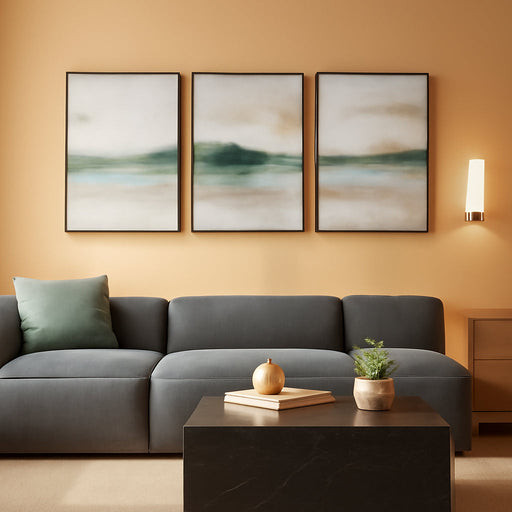 Framed Nature Landscape Canvas Triptych 24x36 Inches