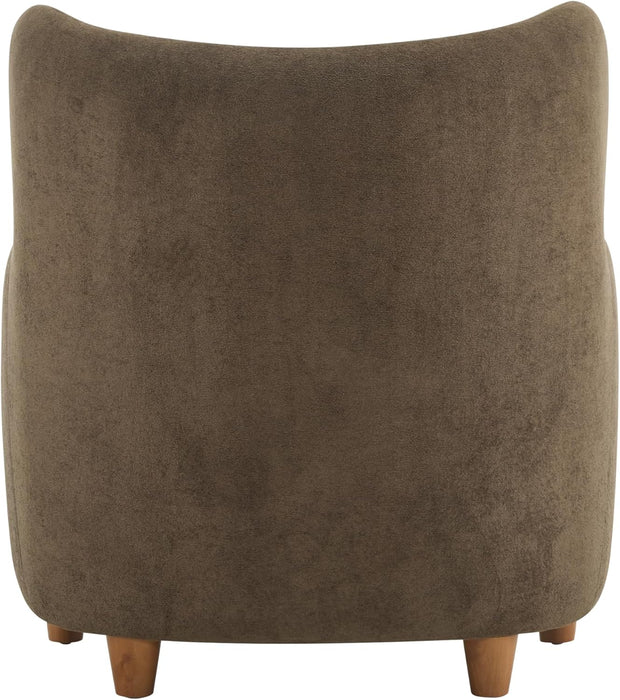 Auden Wingback Accent Chair, Fabric Club Chair, Velvet Upholstered Armchair, Curved Backrest Single Sofa, Soft Cushion Seating, Reading Lounge Chair for Living Room, Brown