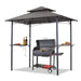 8'X 5' Grill Gazebo Shelter, Double Tier Outdoor BBQ Gazebo Canopy with LED Light(Gray)