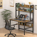 Computer Desk with Hutch, 47“W X 23.6" D Desk with Shelves, Tall Home Office Desk with Bookshelf, Metal Legs Study Table with Upper Storage Shelf for Study Writing/Workstation