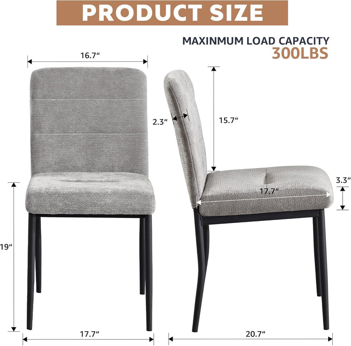 Dining Chairs Set of 4, Modern Upholstered Fabric Parsons Dining Room Chairs, Armless Kitchen Chairs with Metal Legs and Padded Seat for Living Room, Bedroom, Kitchen