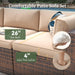 7 Piece Patio Furniture Set with Wide Armrests & 44” Fire Pit Table Wicker Rattan Outdoor Sectional Sofa Set with Coffee Table and Thickened Cushions, Brown/Beige(Waterproof Cover Included)