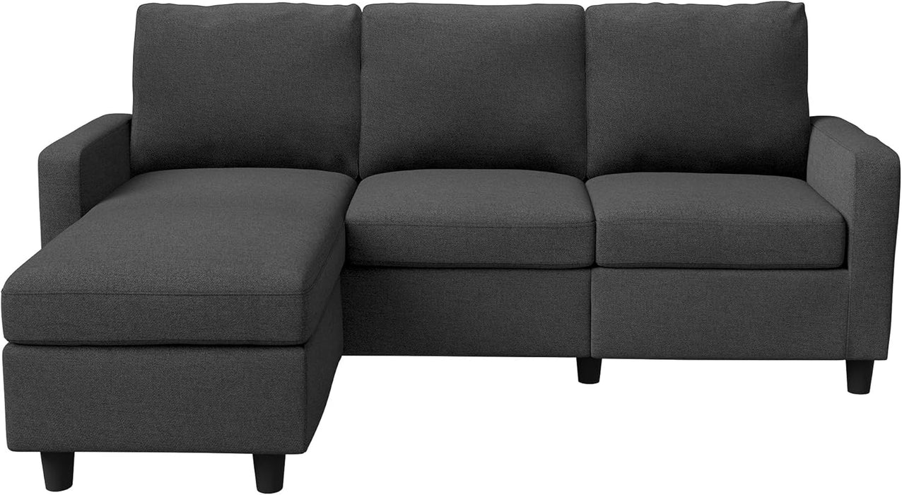 Convertible Sectional Sofa, L Shaped Couch with Reversible Chaise for Small Space, Black