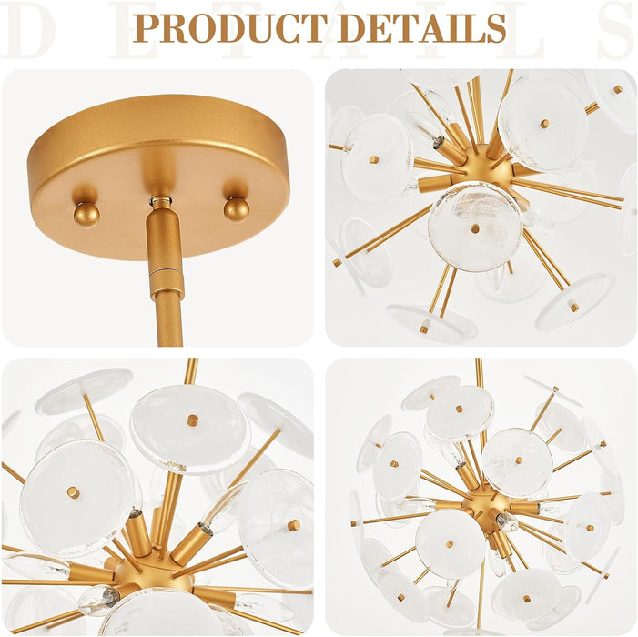 Luxurious Gold Finish 12 Light Sputnik PendantLight
