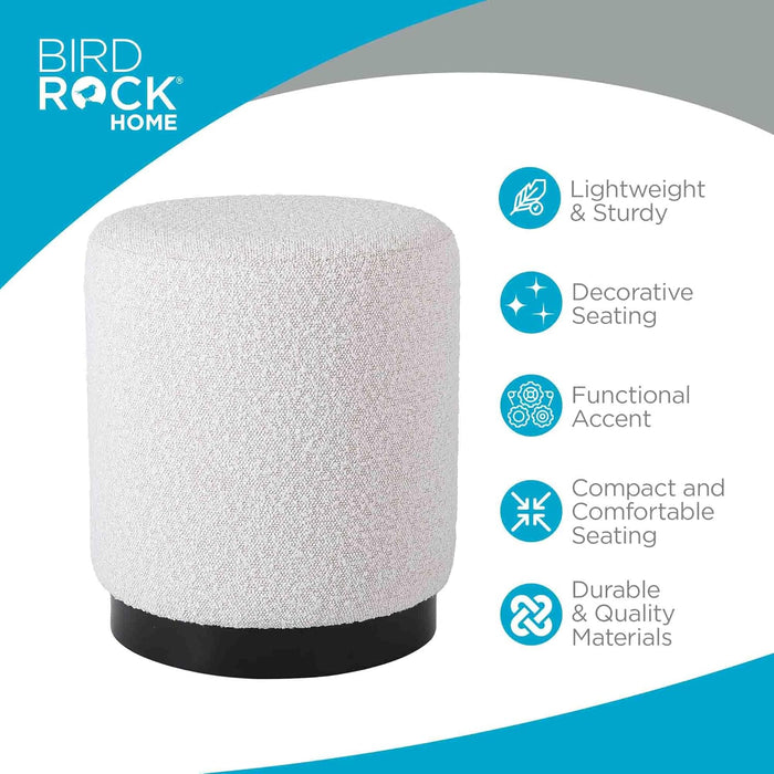 round Boucle Ottoman Foot Stool | Soft Compact Padded Vanity Stool | Great for the Living Room, Bedroom and Kids Room | Small Furniture