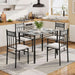 5 Piece Dining Table Set for 4, Faux Marble Kitchen Table and Chairs Set of 4, Vintage Rectangular Dining Room Table with Cushion Padded Seat, Metal and Wood Dining Set Kitchen Furniture, Grey