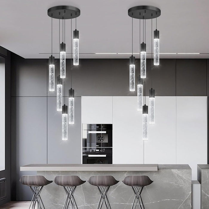 Crystal Pendant Lighting Black 6000K Ceiling Fixture