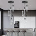 Crystal Pendant Lighting Black 6000K Ceiling Fixture