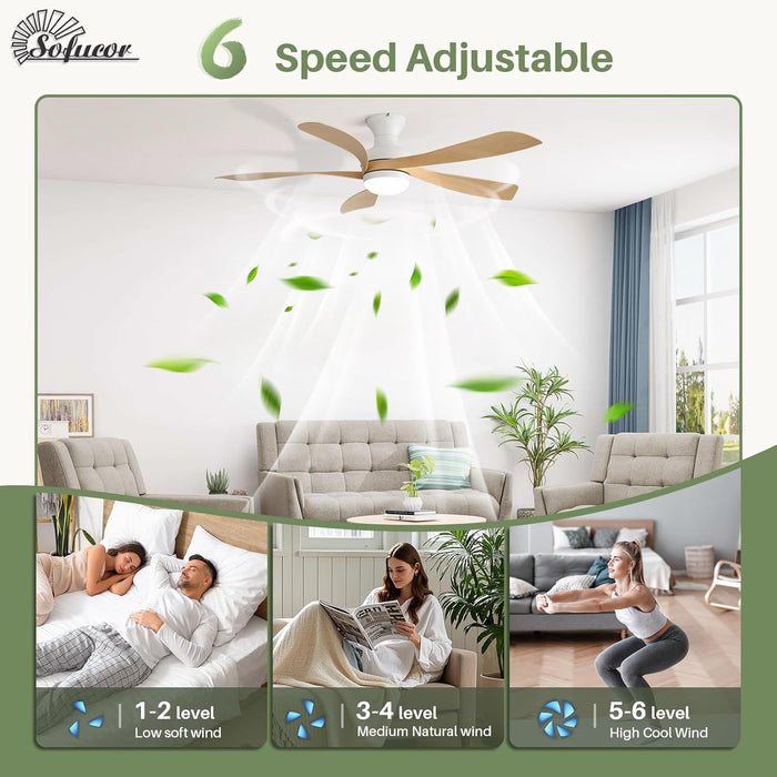 52 Inch Intelligent Ceiling Fan BluetoothEnabled Remote
