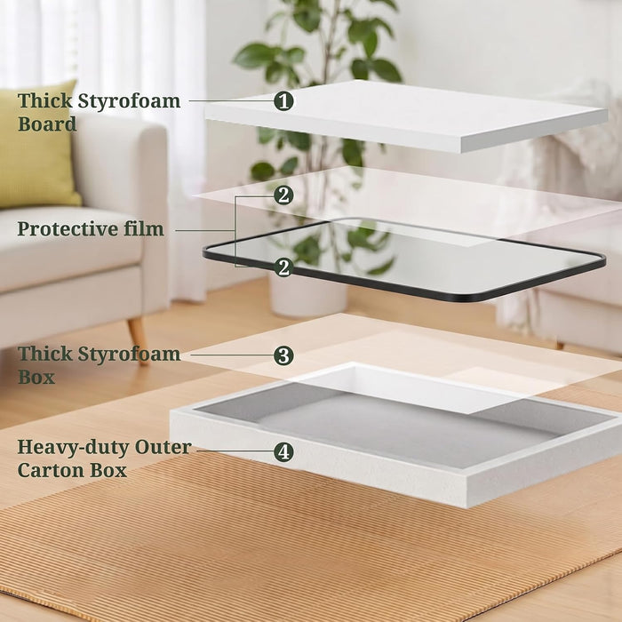 Bathroom Mirror for Wall, 48X30 Inch HD Tempered Glass Vanity Mirror
