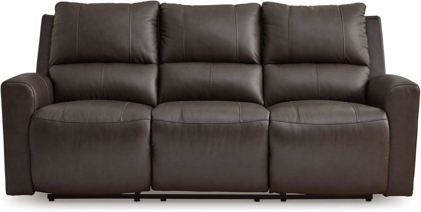 Boxmere Modern Leather Match Power Reclining Sofa with USB Ports, Dark Brown
