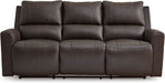 Boxmere Modern Leather Match Power Reclining Sofa with USB Ports, Dark Brown