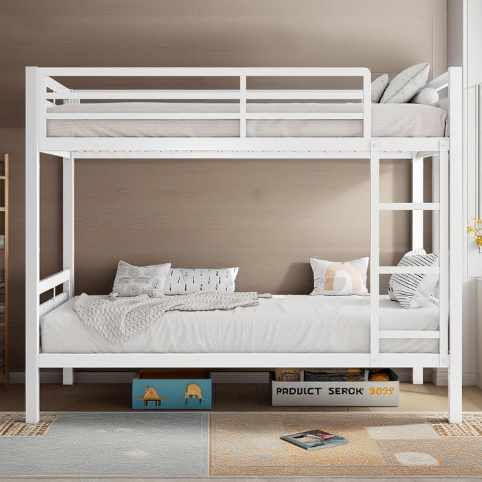 Twin Over Twin HeavyDuty BrightWhite PowderCoated Bed