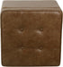 Square Tufted Storage Ottoman - Distressed Brown Faux Leather Small