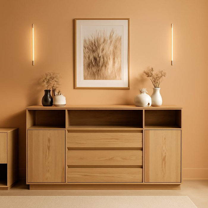 63'' Buffet Sideboard Cabinet with Storage, Modern Accent Cabinets with Drawers, Wood Kitchen Buffet Bar Table for Living Room Kitchen Dining Room Hallway (Natural)