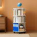 6 Tier Rotating Bookshelf Spinning Bookshelf Tower | 360° Revolving Bookcase with Storage Cabinet Corner Organizer Storage round Carousel with Wheels, White