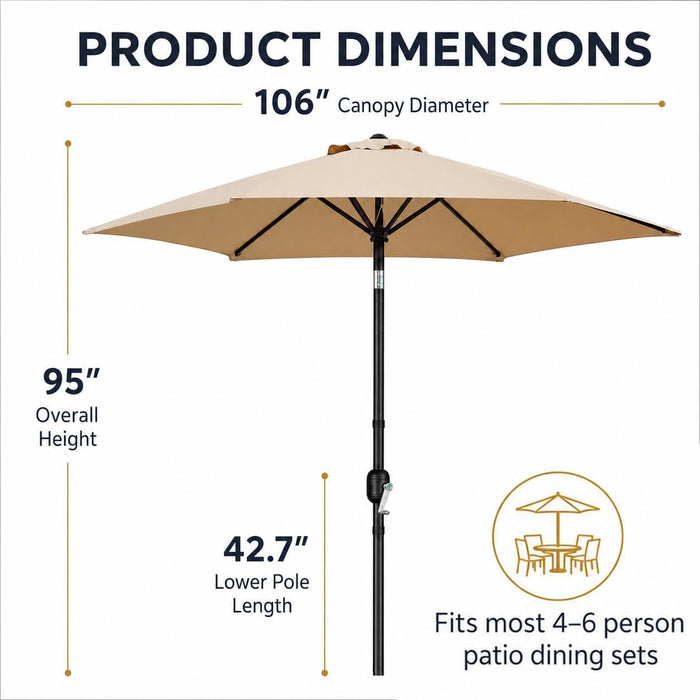 Yaheetech 9FT Patio Umbrella W/Push Button Tilt & Crank UPF 50+, Tan | Water-Resistant Fabric, UV Protection, Patio Table Umbrella, Adjustable Canopy, Yard Sun Shade for Garden, Deck, Yard, Pool