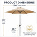 Yaheetech 9FT Patio Umbrella W/Push Button Tilt & Crank UPF 50+, Tan | Water-Resistant Fabric, UV Protection, Patio Table Umbrella, Adjustable Canopy, Yard Sun Shade for Garden, Deck, Yard, Pool