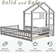 Twin House Bed With Fence Railings GrayFinishPineWood