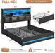 Full Size Bed Frame with 4 Storage Drawers and Headboard, Black