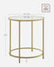 round Side Table, Glass End Table with Metal Frame, Gold Coffee Table with Modern Style, for Living Room, Balcony, Bedroom, Gold Color