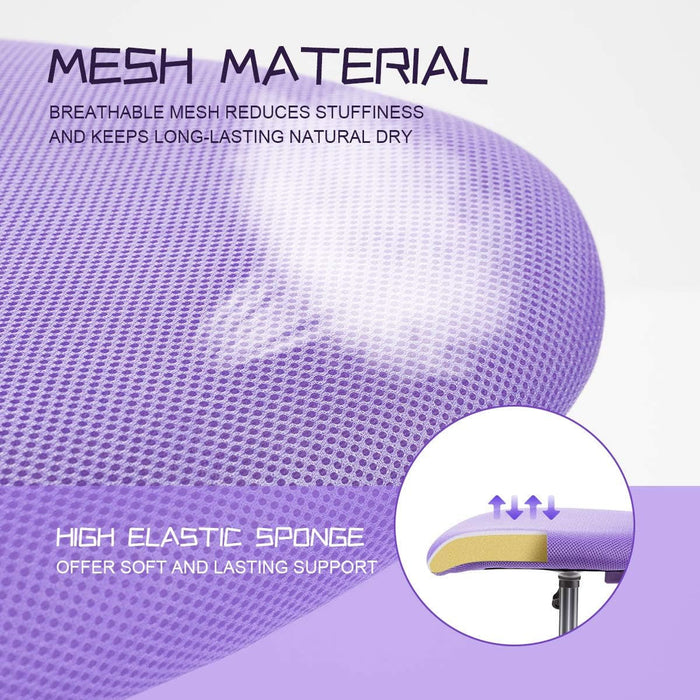 Kids Desk Chair, Adjustable Children Study Chair, Swivel Chair Armless Mesh Task Student Chair, Child Desk Chair with Adjustable Height & Lumbar Support Computer Chair (Purple)